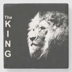 Black & White Lion Head Moderne Pop Art Sjabloon Stenen Onderzetter