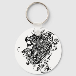 Black & White Lion Head-Tattoo Sleutelhanger
