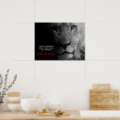 Black White Lion Inspirerend Courage Poster (Keuken)