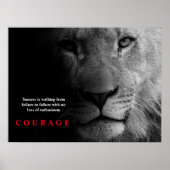 Black White Lion Inspirerend Courage Poster (Voorkant)