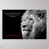 Black White Lion Inspirerend Courage Poster (Voorkant)