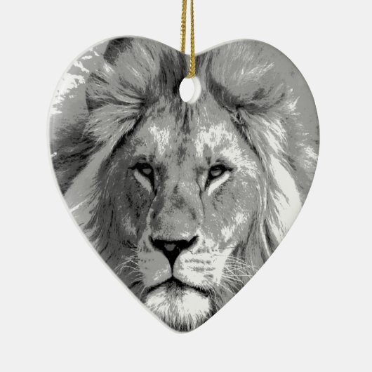 Black White Lion Keramisch Ornament (Rechts)