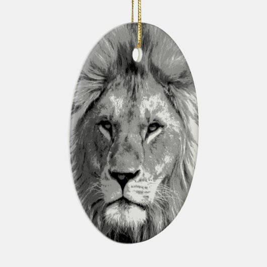 Black White Lion Keramisch Ornament (Rechts)