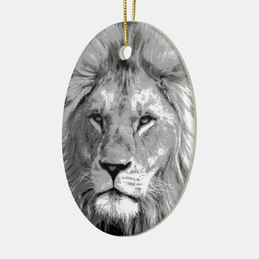 Black White Lion Keramisch Ornament (Links)