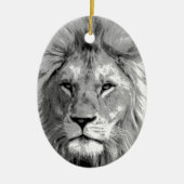 Black White Lion Keramisch Ornament (Voorkant)