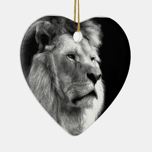 Black White Lion Keramisch Ornament (Rechts)