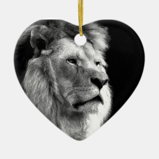 Black White Lion Keramisch Ornament (Voorkant)