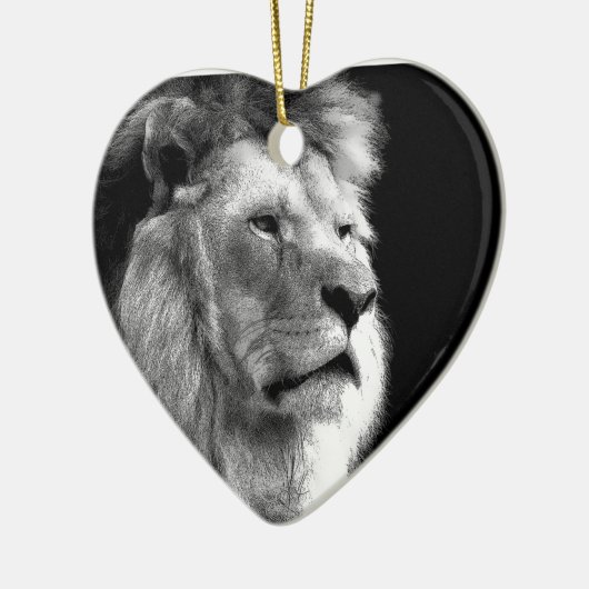 Black White Lion Keramisch Ornament (Links)
