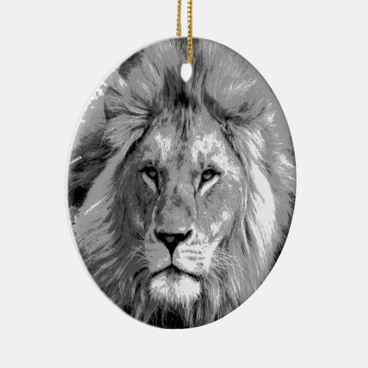 Black White Lion Keramisch Ornament (Rechts)