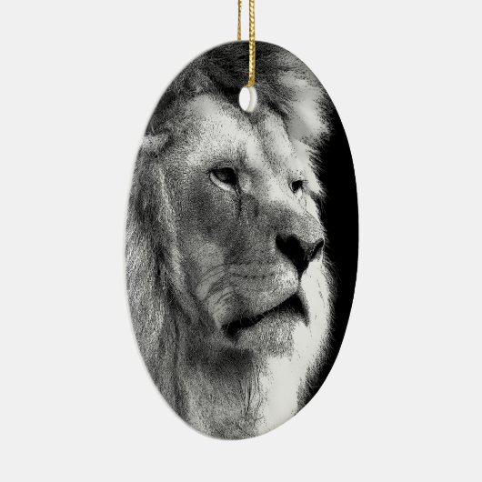 Black White Lion Keramisch Ornament (Rechts)