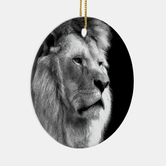 Black White Lion Keramisch Ornament (Rechts)