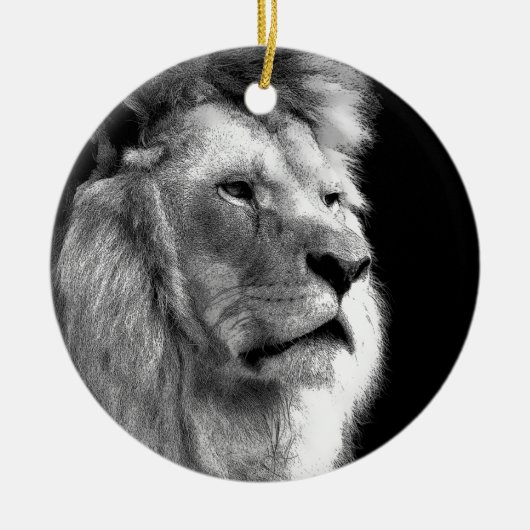 Black White Lion Keramisch Ornament (Voorkant)