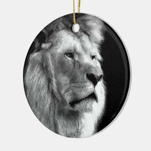 Black White Lion Keramisch Ornament (Links)
