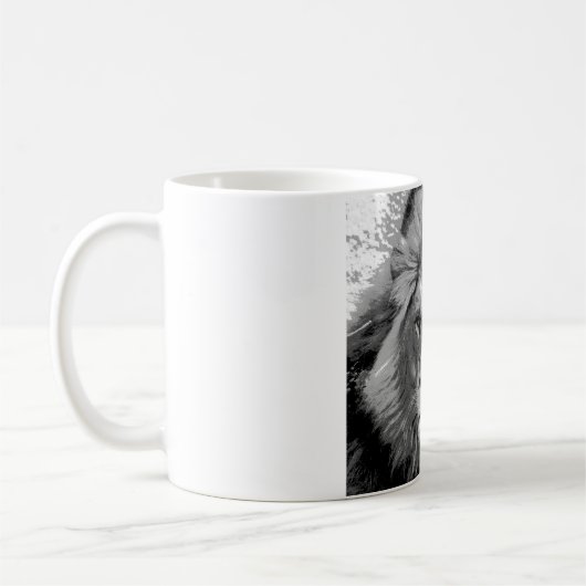 Black White Lion Koffiemok (Links)