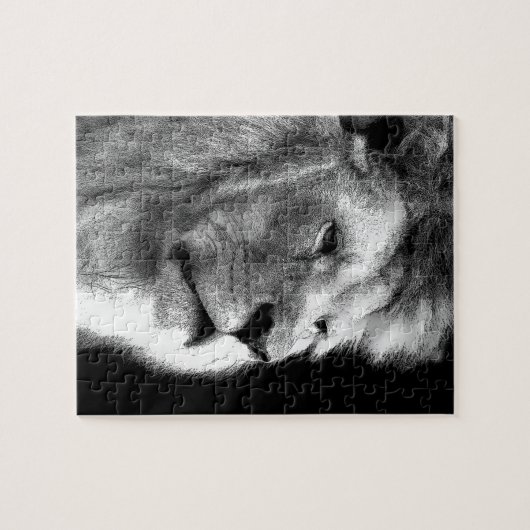 Black White Lion Legpuzzel (Horizontaal)