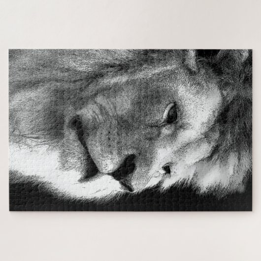 Black White Lion Legpuzzel (Horizontaal)
