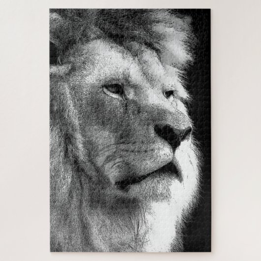 Black White Lion Legpuzzel (Verticaal)