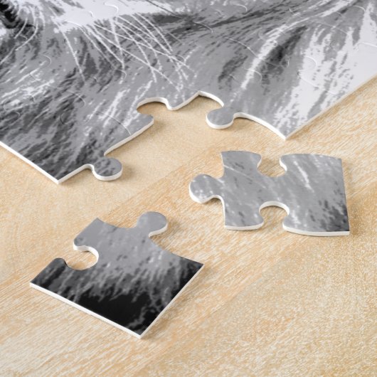 Black White Lion Legpuzzel (Zijkant)