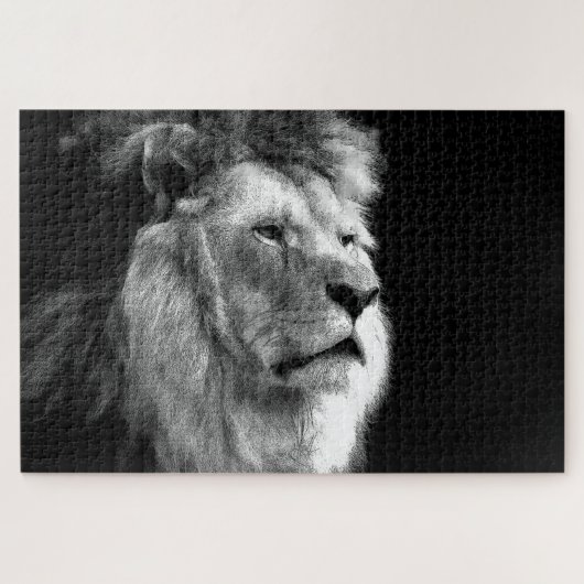 Black White Lion Legpuzzel (Horizontaal)