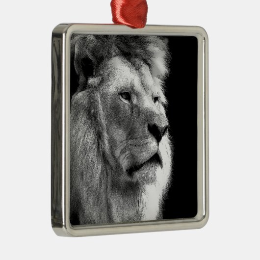 Black White Lion Metalen Ornament (Rechts)