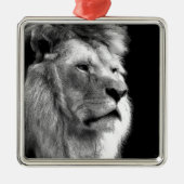 Black White Lion Metalen Ornament (Voorkant)