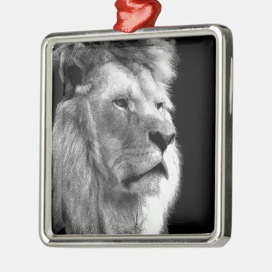 Black White Lion Metalen Ornament (Links)