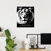 Black White Lion Motivatie Challenote Quote Poster (Thuiskantoor)