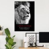 Black White Lion Motivatie uitdaging Poster (Thuiskantoor)