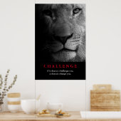 Black White Lion Motivatie uitdaging Poster (Keuken)