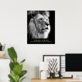 Black White Lion Motivatie uitdaging Poster (Thuiskantoor)