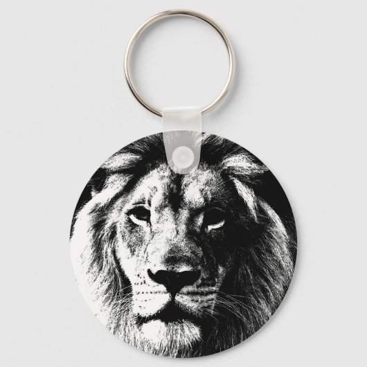 Black White Lion Motivatie uitdaging Sleutelhanger (Voorkant)