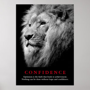 Black & White Lion Motivational Confidence Quote Poster