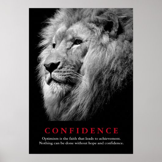Black & White Lion Motivational Confidence Quote Poster (Voorkant)