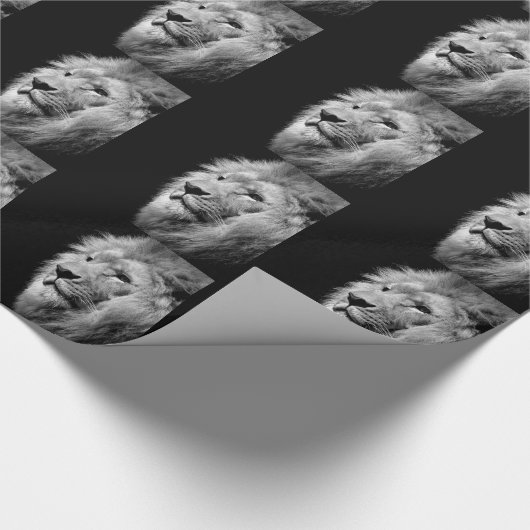 Black White Lion Portret - Dierfotografie Cadeaupapier (Hoek)