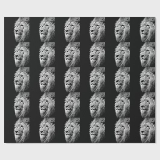 Black White Lion Portret - Dierfotografie Cadeaupapier (Vlak)