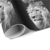 Black White Lion Portret - Dierfotografie Cadeaupapier (Rol Hoek)