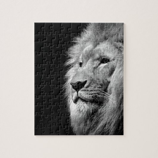 Black White Lion Portret - Dierfotografie Legpuzzel (Verticaal)