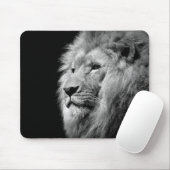 Black White Lion Portret - Dierfotografie Muismat (Met muis)