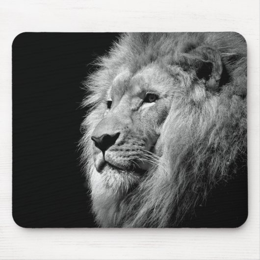 Black White Lion Portret - Dierfotografie Muismat (Voorkant)