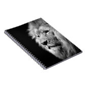 Black White Lion Portret - Dierfotografie Notitieboek (Rechterzijde)