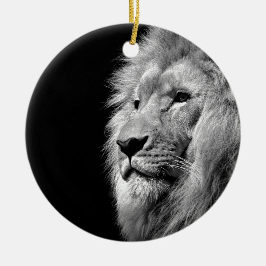 Black White Lion Portret - Dierfotografie Ornament (Voorkant)