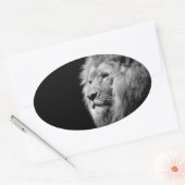 Black White Lion Portret - Dierfotografie Ovale Sticker (Envelop)