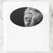 Black White Lion Portret - Dierfotografie Ovale Sticker (Tas)
