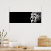 Black White Lion Portret - Dierfotografie Poster (Keuken)