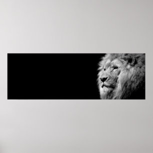 Black White Lion Portret - Dierfotografie Poster