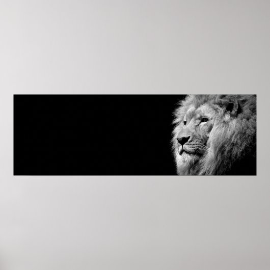 Black White Lion Portret - Dierfotografie Poster (Voorkant)