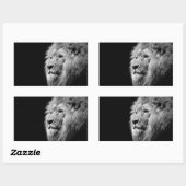 Black White Lion Portret - Dierfotografie Rechthoekige Sticker (Vel)