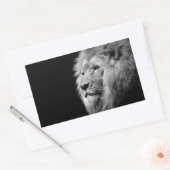 Black White Lion Portret - Dierfotografie Rechthoekige Sticker (Envelop)