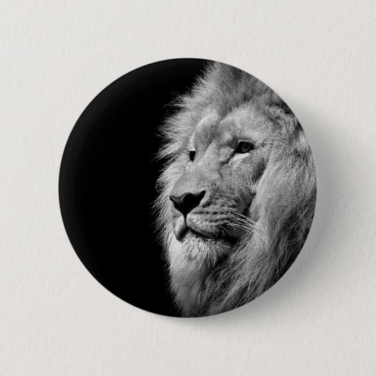 Black White Lion Portret - Dierfotografie Ronde Button 5,7 Cm (Voorkant)