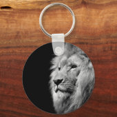 Black White Lion Portret - Dierfotografie Sleutelhanger (Voorkant)